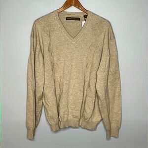 PERRY ELLIS PRINCIPLES V NECK SWEATER XXL SANDBAR HEATHER